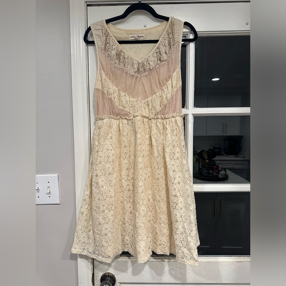 Altar’d State sleeveless cream dress